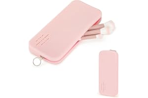 OutSpry Make Up Pinsel Organizer Silikon Große Kapazität, Reise Make Up Pinsel Halter (Ohne Schminkpinsel), Pinsel Aufbewahrung, Travel Essentials Portable Reißverschluss Kosmetiktasche, Rosa
