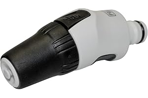 FITT Lanza Ergonómica y Compacta para Manguera de Jardín con Cono de Chorro Continuo Regulable, Color Gris