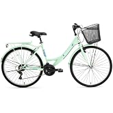 Bisan Lotus 26 Jant Şehir Bisikleti 21 Vites 44 Cm &Ccedil;elik Kadro V-Fren Mint Yeşili