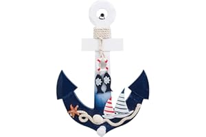 Sertay Decoración Decoración Náutica, Decoración Vintage de Ancla de Madera, Barco Ancla Náutica, Arte de Pared Mediterráneo de Madera, para Colgar Adornos Decorativos(11.0 * 0.5 * 7.7in)