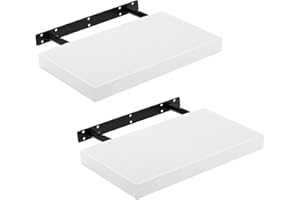 iTrend High Gloss White Floating Wall Shelf 40CM Pack of 2