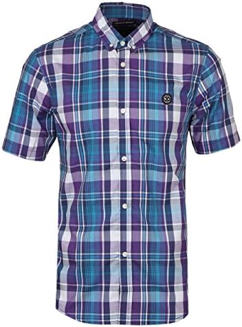 Marshall Artist Purple Check Short Sleeved Madras Shirt-MEDIUM