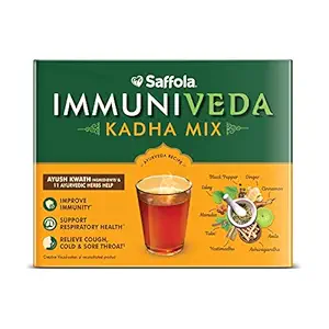 Saffola Immuniveda Kadha Mix - 100% Ayurvedic Kadha | Immunity Booster | Best relief from Cough and Cold with Ayush Kwath - 80g (20 Sachets x 4g)