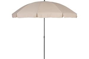 Greemotion – Sombrilla para Playa (Ø 300 cm), Parasol para jardín, terraza, balcón, Patio, Sombrilla protección contra Rayos UV– Ajustable en Altura, ángulo de inclinación – Beis/Blanco