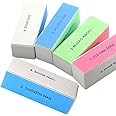 Nail Buffer Block, 4 Way Nail Art Shiner 4 Step Buffing - File, Remove,Smooth,Shine - Mini Natural Nail Polisher Sanding File Block for Professional Manicure Nail Care DIY or Nail Salon Pack of 5pcs