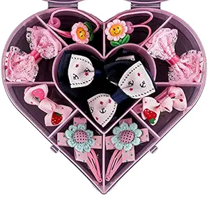 ZEPOLI - 10 PCS HAIR HEART KIT Mix Style Head-wear Set Children Accessories Ribbon Bow with Full Covered Clips Hairpins for Girls Princess Crown Headdress (HEART)