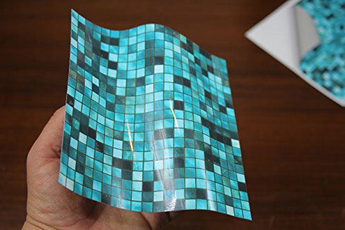 30 stück Fliesenaufkleber für Küche und Bad (Tile Style Decals 30xTP3-6″-Turquoise) | Mosaik Wandfliese Aufkleber für 15x15cm Fliesen Deko Fliesenfolie für Küche u. Bad (15cm 30 stück, Türkis) - 2