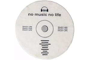 Wokii CD-Disc-Bodenmatte, Musikaufzeichnung, schwarzer runder Teppich, kreativer CD-förmiger Teppich, runder Teppich, rutschfeste Bodenmatte, Teppich für Schlafzimmer, Wohnzimmer, Heimdekoration