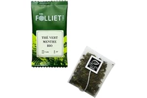 CAFÉS FOLLIET - Thé Vert Bio - Menthe Douce - Désaltérant & Antioxydant - Arômes naturels - Sachets d'origine végétale - 24 Sachets