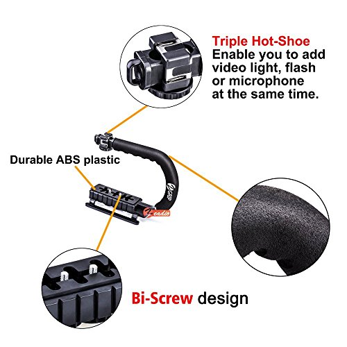 zeadio 2-in-1 multifunzionale tripla hot-shoe stabilizzatore palmare smartphone video Rig