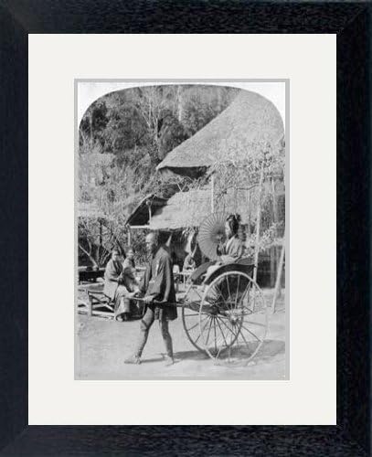 Print of 'A morning ride in a jinrikisha (rickshaw), Sugita, Japan, 1896.Artist: Underwood &amp; Underwood' in Black Frame