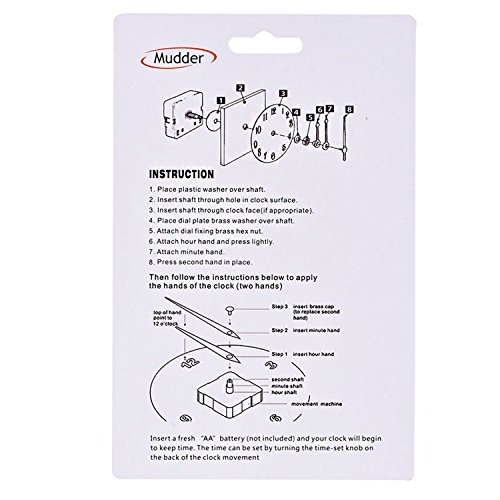 Mudder Lange Spindel Mechanismus Uhrwerk, Maximale Zifferblatte von 3/ 5 Zoll dick, Gesamtschaftlänge von 1-1/10 Zoll - 7