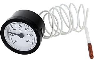 Termómetro de esfera, KKnoon termómetro de esfera Medidor de temperatura capilar con sensor de 1 m 0-120 ° C para medir agua líquida