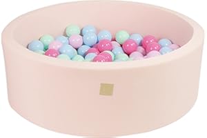 MEOWBABY Piscina di Palline 90x30cm/150 Palline ∅ 7CM Piscina di Palline Colorate per Bambini Tondo Fabbricato in EU Rosa Chiaro: Menta/Azzurro Baby/Rosa Chiaro/Rosa Pastello