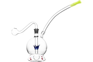 RORA 10 mm vetro Mini Bong piccolo tubo di vetro portatile fatto a mano olio bruciatore tubo fumo Bong con tubo in silicone (Round)