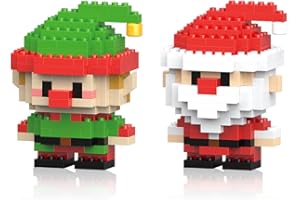 YOFDAL 2 Piezas Juego Decoracion Hogar,Contiene Papá Noel y los Elfos, Juguetes de Bloques de Construcción, Apto para Adultos y niños