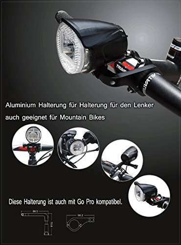 Scheinwerfer Fahrrad StVZO zugelassen KingTop LED Fahrradbeleuchtung LED Fahrradlampe 40 Lux - 4