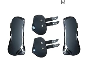MOOUK 4 Pezzi Gamba Cavallo Neoprene Stivali, Ecopelle Fasciature Zampe Regolabile Anteriore Hind Gamba Stivali Equino Gamba Protezione Equestre Tendini Protezione Cavallo Stinco Tutore
