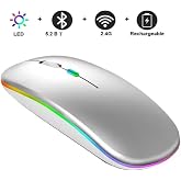 HUAWEI Matepad 12X 12" Tablet İ&ccedil;in Uyumlu RGB Işıklı Slim Bluetooth Şarjlı 2.4Ghz Kablosuz Mouse Gri