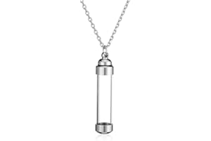 Jovivi 9mm*45mm Cremation Jewellery for Ashes Keepsake Necklace Memorial Stainless Steel Acrylic Cylinder Urn Pendant Necklace for Women Men