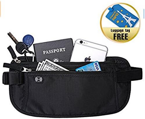 Money Belt - Passport Holder Secure Hidden Travel Wallet with RFID Blocking, Undercover Fanny Pack