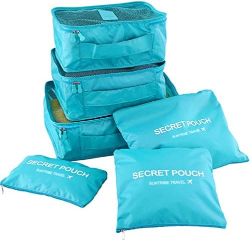 6 Pieces Packing Cubes Travel Luggage Organizer Packing Bags (Blue)