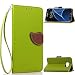 Produktbild Samsung Galaxy S7 Edge Lederoptik PU Leder Hülle (Frei 2 in 1 Ball Touch Pen) CaseHome Nature Blatt Etui Magnetverschluss Stil PU-Leder Brieftasche [Standfunktion] Deckel Klapptasche Schale Flip Foliant Schützende Haut Hüllen Mit Wallet Kartenfach Magnetverschluss Standfunktion Handytasche Taljereep Lanyard Strap Tragen Folio Tasche Schutzhülle(Grün Color)