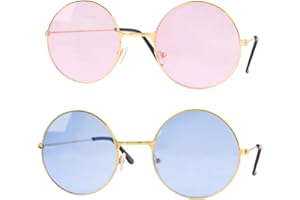 BHGT 2 Paar Hippie Brille Brille Rund Retro Partybrille Kostüm Brille 60er 70er Jahre Vintage für Herren Damen Foto Requisiten Fasching JGA Karneval Tanz Urlaub Sommer Party