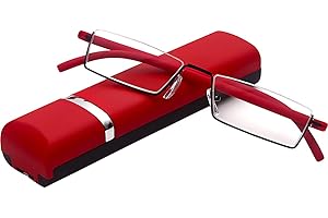 KOKOBIN Okulary do czytania z ultralekką oprawką TR90, pomoc w czytaniu, widzeniu, z metalowymi oprawkami, półramkowe, z etui na okulary, dla kobiet i mężczyzn