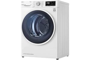 LG RH80V9AVHN Sèche-linge - Pose libre, 8 kg, Chargement frontal, DUAL Inverter, Pompe à chaleur, Wi-Fi avec SmartThinQ, Eco Hybrid, Allergy Care, Blanc, Classe A+++ (interface italienne)