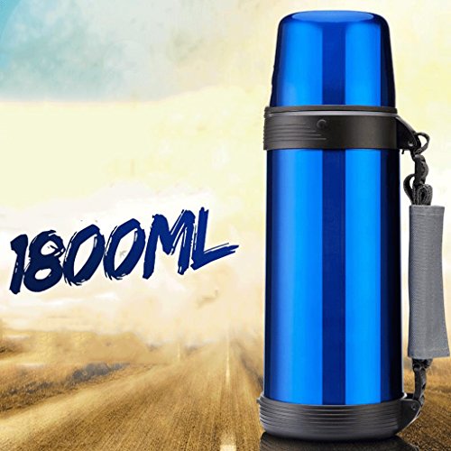 spécification 304 en acier inoxydable de conservation de la chaleur de la chaleur de la chaleur de conservation des pots d'isolation extérieurs de voyage de capacité élevée Pot chaud d'isolation de bouilloire de pot 1.8L UOMUN ( Couleur : Bleu )