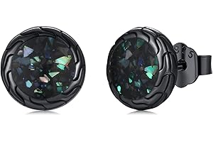 Twoowl Black Stud Earrings 925 Sterling Silver Black Onyx/Turquoise/Abalone Earrings Black Onyx Jewellery Gifts Women Men