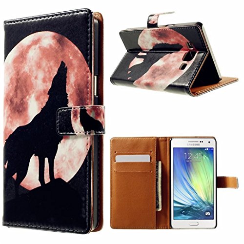 Samsung Galaxy A3 (2015) Hülle Handytasche, MUTOUREN 2 in 1 Zubehör für Samsung Galaxy A3 (2015) Slim PU Tasche Klapp Flip Folding Magnetisch PU Leder Flip Cover Tasche mit Kartensteckplatz Brieftasche Hinterschale Kartenschlitz + Metall Stift Stylus – Wolf - 2