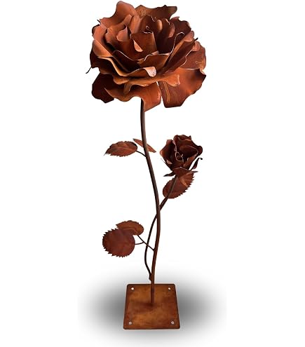 Rost-Blume Gartenstecker Mit Edelstahlkugel – 112 Cm Höhe