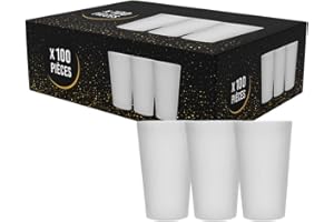 SPARKLERS CLUB Lot de 100 Gobelets Réutilisables ECOCUP 25cl (33cl ras bord) - Gobelet Jetable et Réutilisable en Polypropylène,Prise en Main facile, Gobelet Eco Cup pour tout évènement
