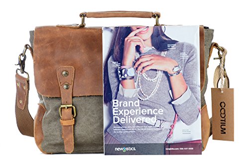 Gootium Vintage Umhängetasche Canvas Leder Messengertasche Schultertasche Laptoptasche Notebooktasche - 7