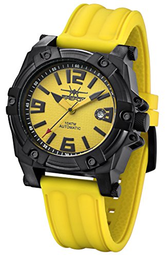 FIREFOX FFS510-108 gelb Glasboden Herrenuhr Automatikuhr Silikonarmband Dornschliee massiv Edelstahl 10 ATM wasserdicht FIREFOX FFS510-108 gelb Glasboden Herrenuhr Automatikuhr Silikonarmband Dornschliee massiv Edelstahl 10 ATM wasserdicht