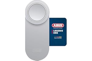ABUS Türschlossantrieb LOXERIS One - smartes Öffnen und Schließen der Eingangstür per App - elektronisches Türschloss mit Zugangskontrolle - batteriebetriebenes Smart Lock ohne Kabelziehen - Silber