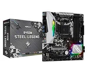 ASRock B450M Steel Legend Socket AM4/ AMD 3rd Generation Ryzen B450/ DDR4/ Quad CrossFireX/ SATA3&USB3.1/ M.2/ A&GbE/MicroATX Motherboard