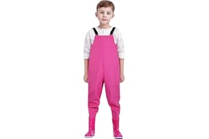 PEKLOKIW Kids Chest Waders Youth Fishing Waders For Toddler Children Water Proof Waders With Boots Baby Boy Romper Zip up Apparel