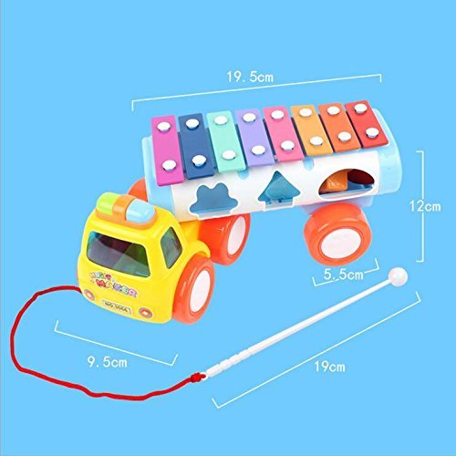 Itian 3 in 1 Kinder Traktor Kunststoff-Spielzeug-Xylophon mit Musik Form Sorter (Blau / Grün Farbe gelegentlich) - 3