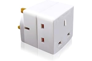 EXTRASTAR 3 Way Triple Plug Block Mains Adaptor, 3 pins Socket Splitter Extension UK Plug, 13A Fused Wall Adaptor Power Extender for Laptop, Computer, TV, DVD and More