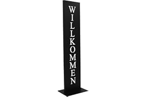 ‎ROSTIKAL Rostikal Willkommensschild Metall - 71 cm - Handgefertigte Willkommen-Säule - Robust & Wetterfest - Stilvolle Deko für Haustür, Terrasse, Garten, Hochzeit - Schwarz