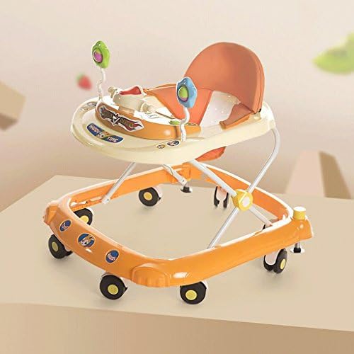 ZHAOJING Baby Walkers Anti-rollover 6/7-18 Months Baby With Brake Toy Music Kids Folding Walkers (Color : Orange)