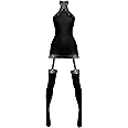 Lovehoney Lingerie Dangerous Curves Bodystocking - All in One Sheer Suspender and Stockings Womens Lingerie Set with Lace Detail - Sizes: 8-22