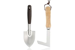 MEMOFYND 1 falciatrice per erbacce con 1 pala in acciaio inox, falciatrice per erbacce portatile, strumento manuale per diserbanti, a forma di L, adatto per giardino, prato