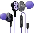 Kreo Hydra C Type Dual Dynamic Driver In-Ear Wired Gaming Earphones with Microphone, Tangle-free Gaming Earphones with Noise Isolating Technology and EZ Volume Control Slider, Wired Headset for Gaming