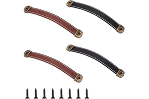 GORGECRAFT 4 Set 2 Colori Maniglia per Porta in Pelle Maniglie per Cassetti Hardware in Metallo Armadietto Valigia Maniglie per Bagagli Impugnatura Manopole per Porte Maniglie