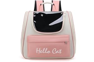 Aszaui Rosa Farbe Katzenrucksack mit Netzfenster Hunderucksack für Katzen und Kleine Hunde, Hunderucksack bis 15 kg Atmungsaktive und Faltbare Haustier Rucksack mit Transparentes
