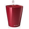 LECHUZA Self Watering Plant Pot MINI DELTINI Small Plastic Indoor Plant Pot without Drainage Hole D10 H13 cm Scarlet Red High-Gloss
